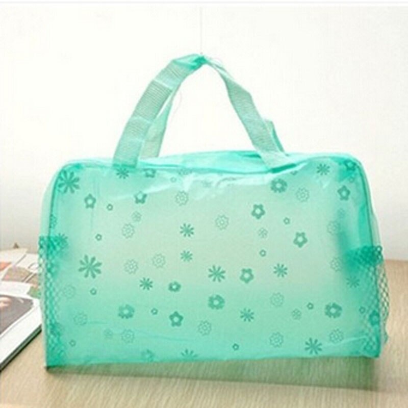 Bolso de natación para mujer, impermeable, transparente, de PVC, de plástico, para piscina, playa, organizador de maquillaje, neceser, bolsa de almacenamiento de PVC: Color verde