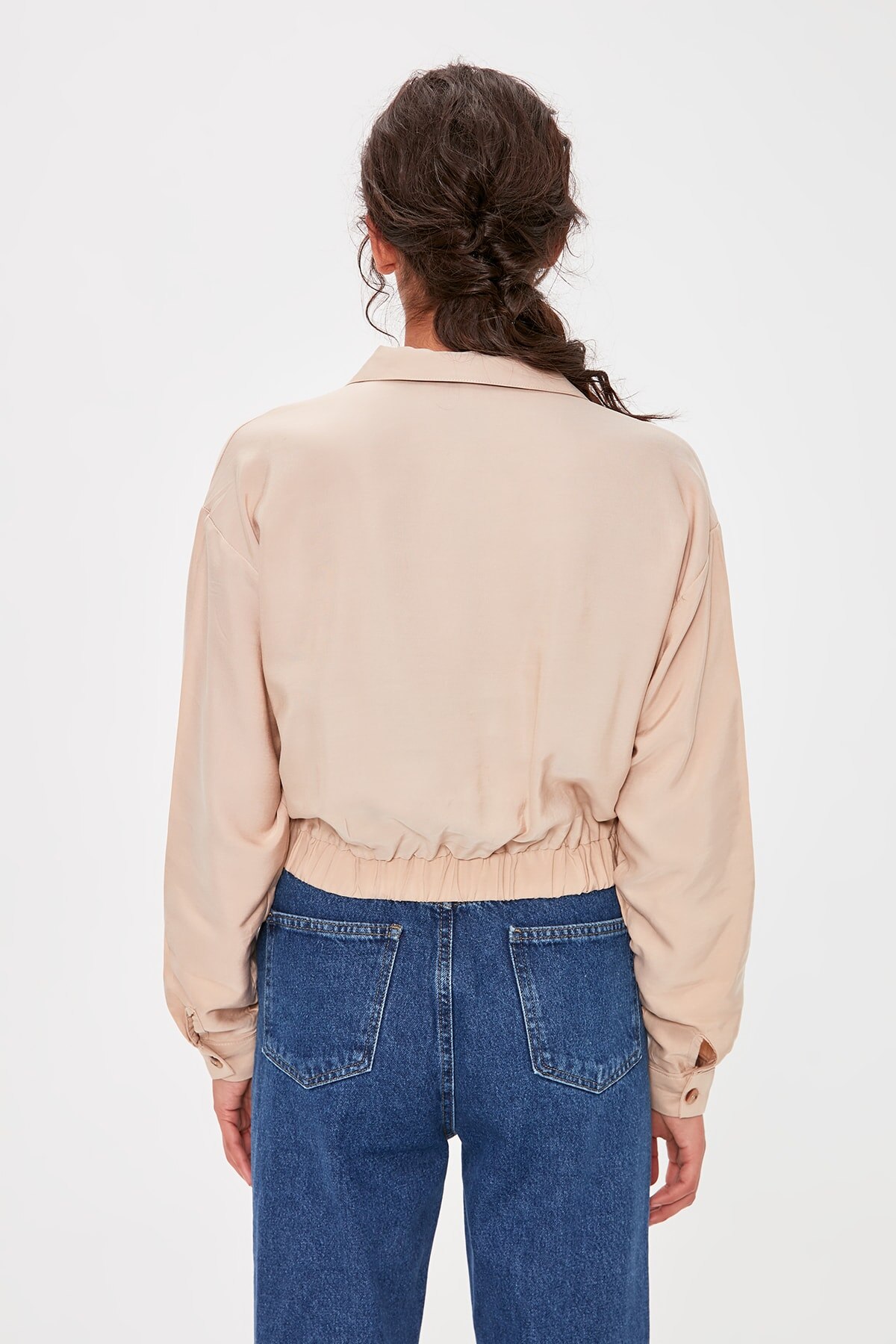 Trendyol Stone Shirred Jacket TWOAW20CE0199