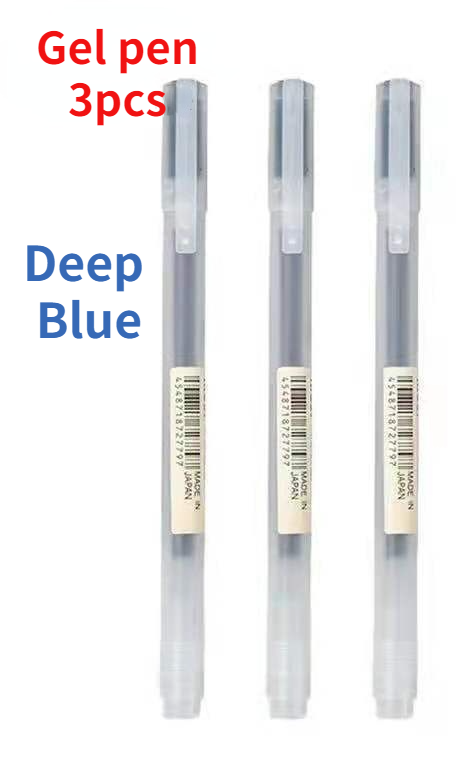 3 stk original mujis gel pen sort/blå/rød/dyb blå 0.38mm 0.5mm blæk farve pen kontor skole japan stationær гелевая ручка: Dyb blå / 0.5mm