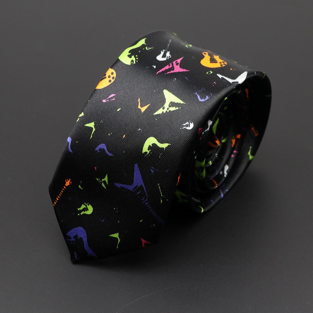 Corbata musical clásica de para hombre, Festival de vacaciones, estampado de Piano, guitarra, cara sonriente, poliéster, 5cm de ancho, corbata negra con: Multicolor