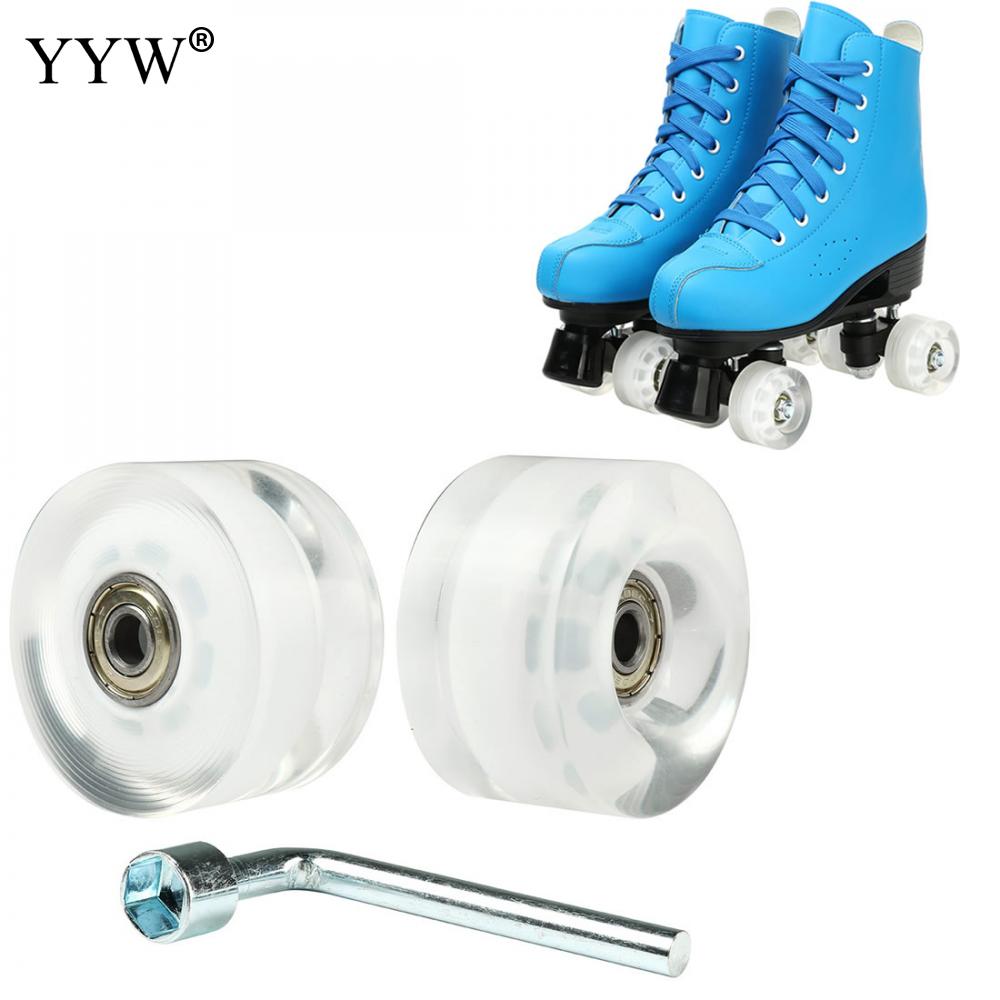 2pcs Pu Wheels Polyurethane 82a Hardness 58 x32mm Ball Bearings Tool Quad Roller Skates Skateboard Light Up Wheels Accessories: transparent wheel