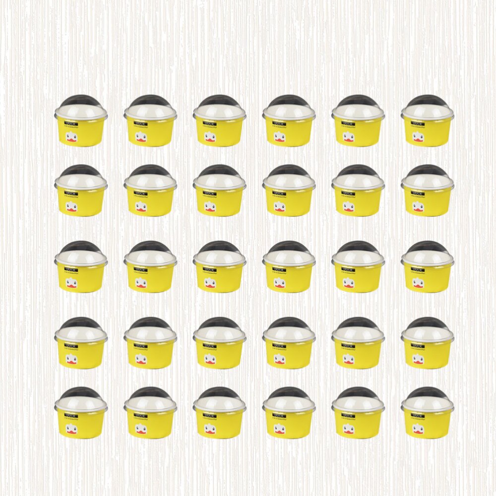 100 Stuks 85/200Ml Wegwerp Ijs Papieren Cup Cup Met Half Cover Dessert Cake Cup Kom (blauw): Yellow