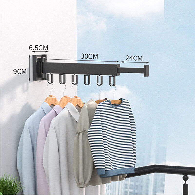 HONPHIER Droogrek Wasserij Opvouwbare Wandmontage Droogrek met Haken Sterke Kleding Luchter Indoor Outdoor Ruimtebesparende Droogrekken voor Balkon, Badkamer, Slaapkamer (zwart, 3-voudig