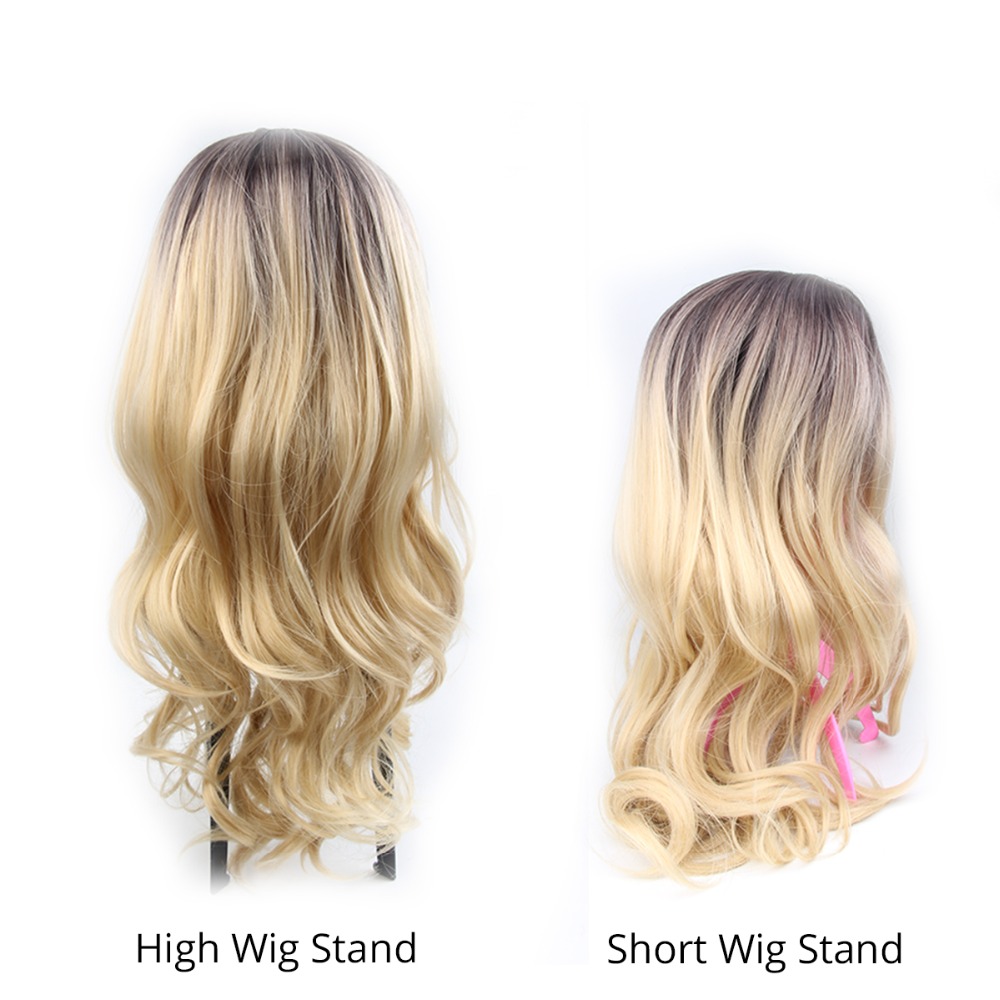 Høj pink sort paryk styling stativ plast paryk holder stand bærbar foldning til styling tørre display til kvinder 51cm