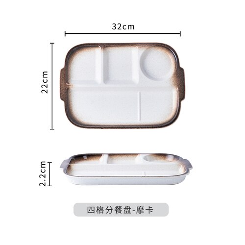 Assiette de séparation en céramique de style japonais pour une personne, assiette de séparation pour la maison, vaisselle de table, assiette de séparation créative: C 32x22x2.2cm