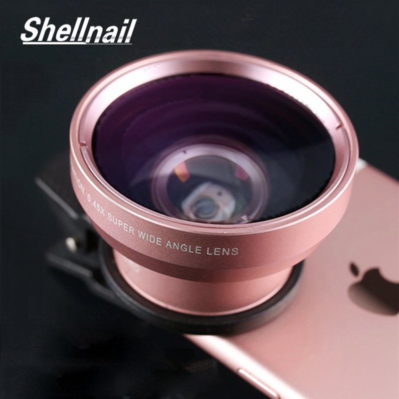 Shellnail Telefoon Camera Lens 0.45X Groothoek + 12.5X Macro Fish Eye Lens Voor Iphone 11 Xiaomi Samsung Hd Telefoon camera 2in1 Lens