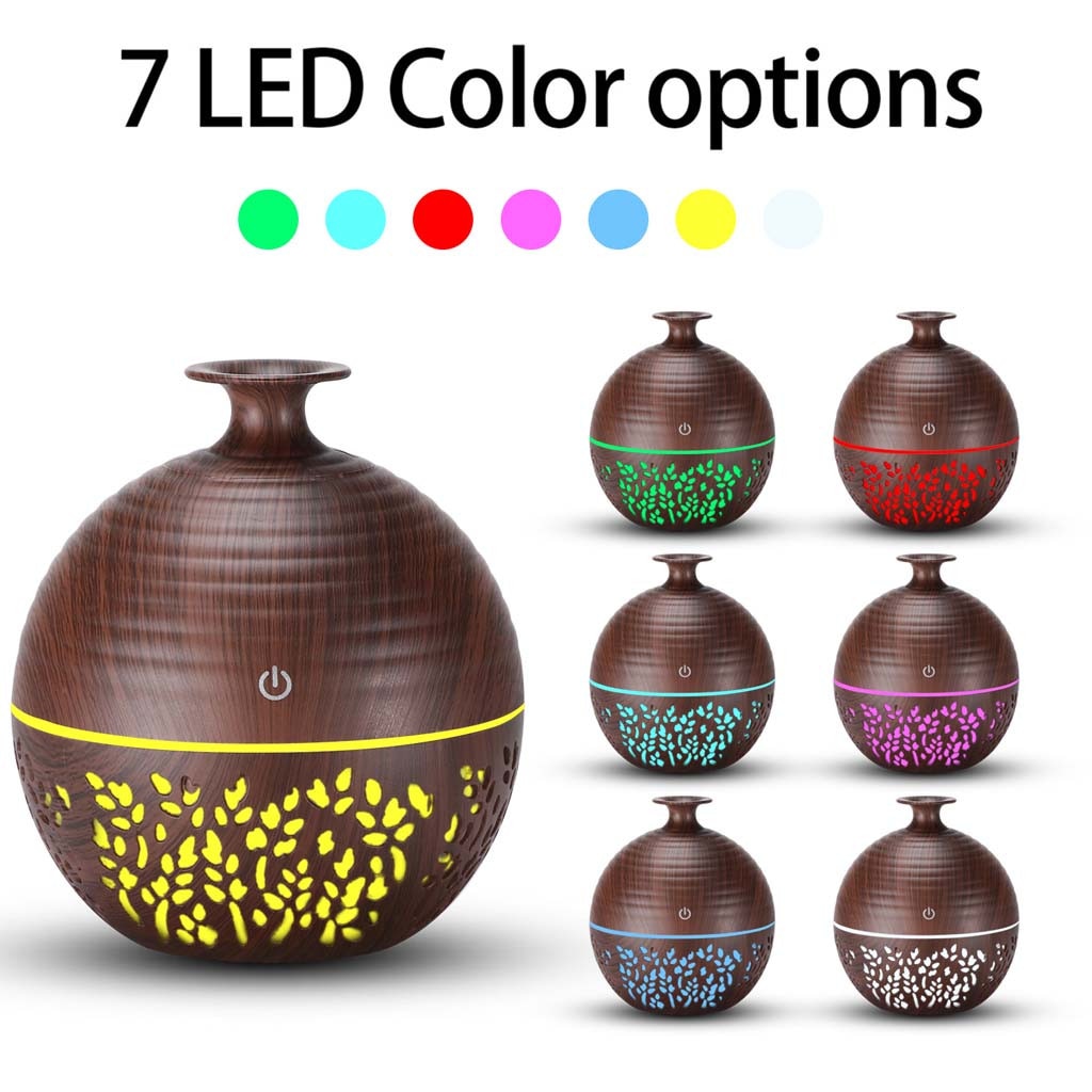 Air Aroma Essential Oil Diffuser Humidifier 7 Color Light LED Aroma Aromatherapy Humidifier Wood Grain Home Office Air Humidify