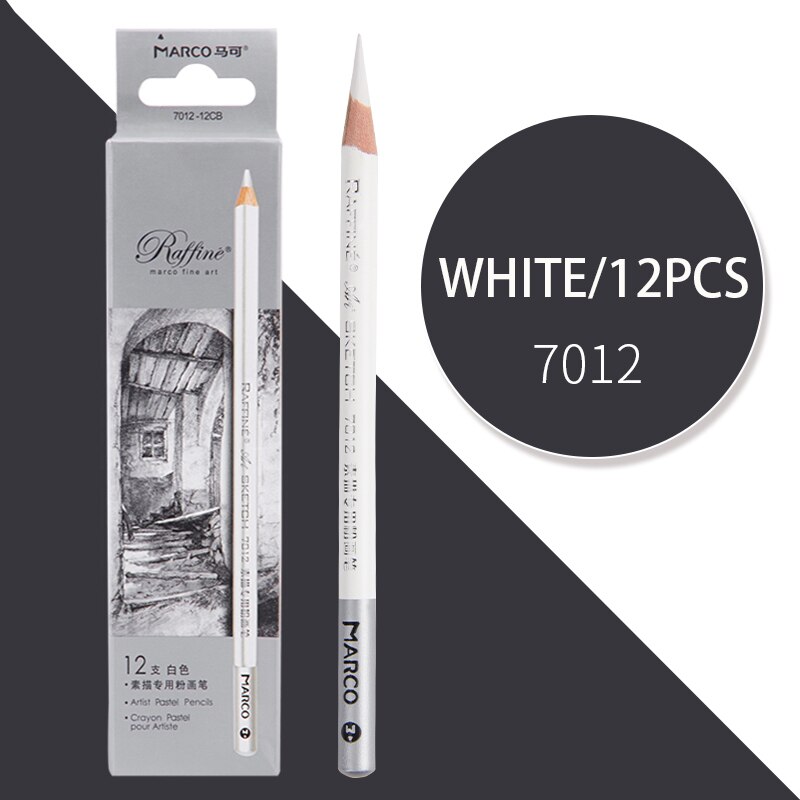 MARCO sketch charcoal art students special soft and medium hard charcoal pencil sketch beginner painting pencil set: 7012 White