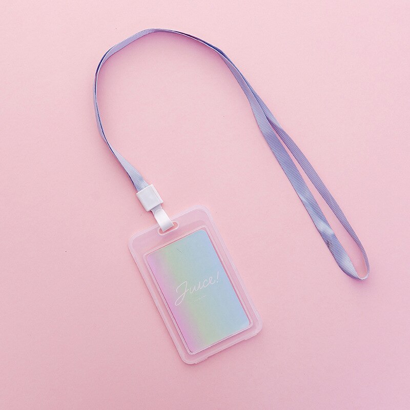 16 Styles Lovely Transparent ID Card Badge Holder Practical Kids Student Use Name ID Card Case Cover With Long Lanyard: N
