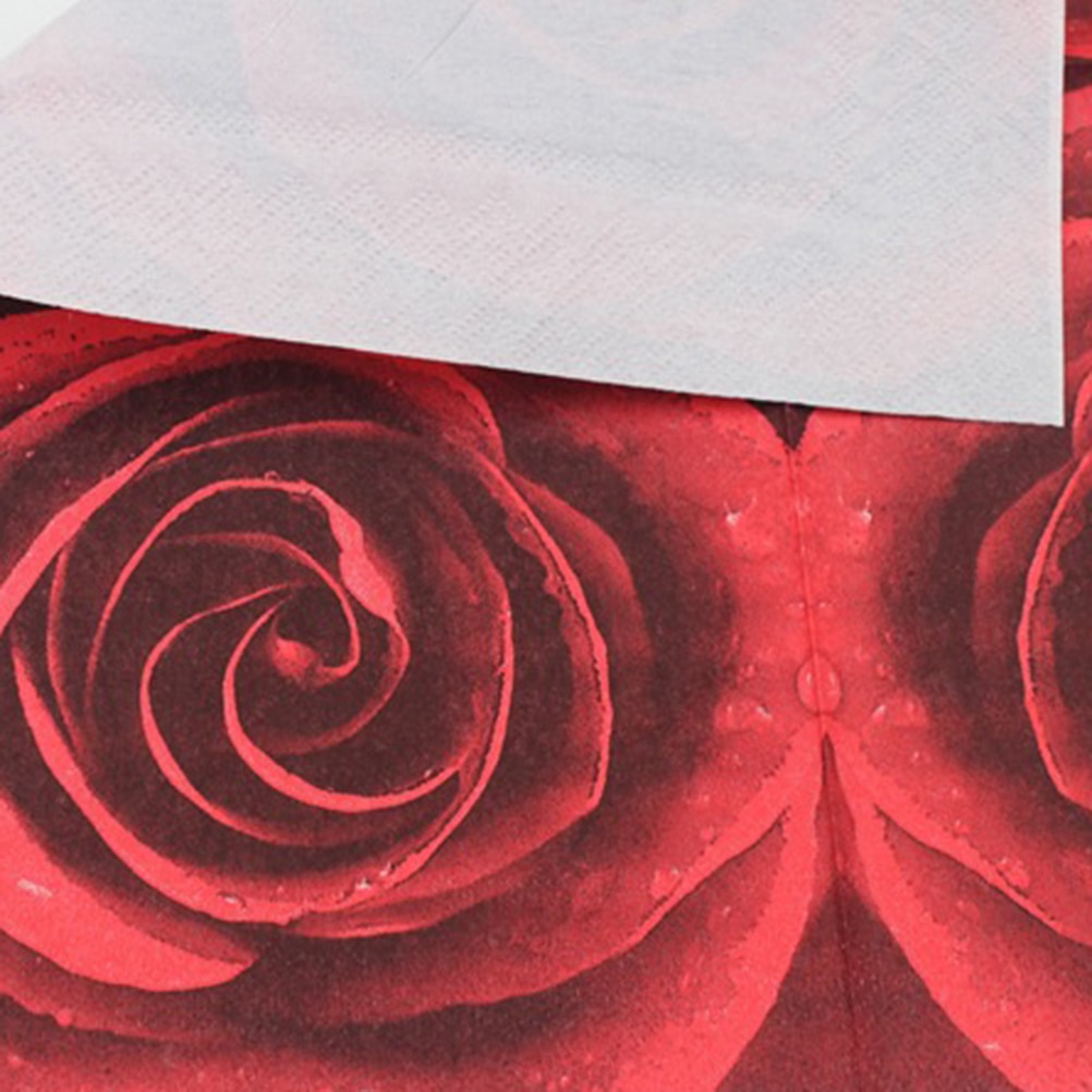 20 Sheets 33x33cm Red Rose Printing Napkin Disposable Paper Napkins Party Supplies for Valentine's Day