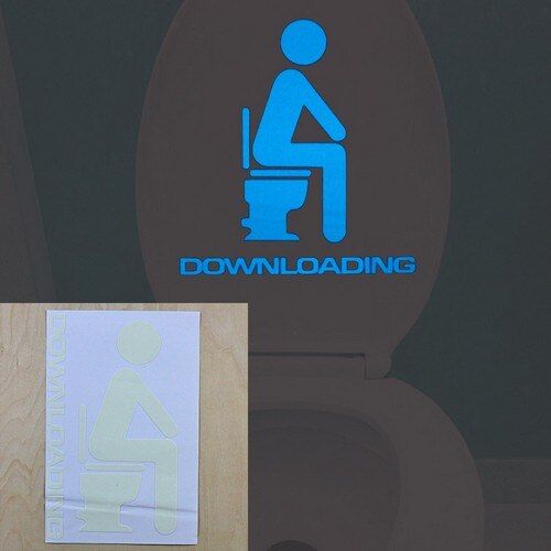 Funny Smile Bathroom Wall Stickers Glow in the Dark Toilet Sticker Home Decor Waterproof Wall Decals WC Door Decorative Poster: DOWNLOADING BE