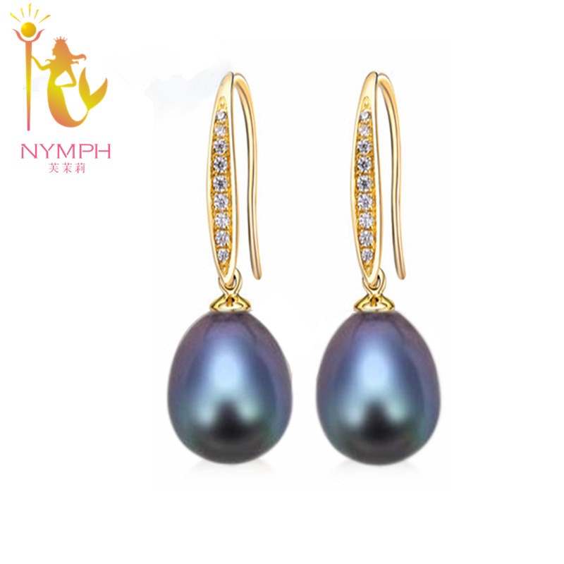 [NIMF] parel oorbellen parel sieraden natuurlijke zoetwater parel black earring trendy voor vrouwen fijne jewerly E71
