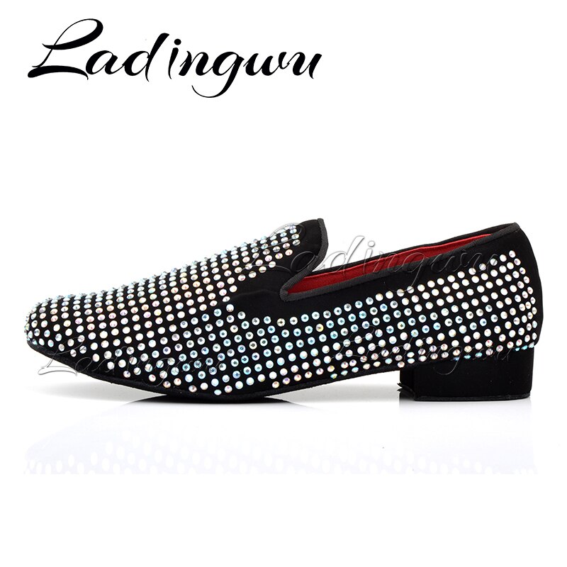Ladingwu Latin Dance Schoenen Mannen Suède Strass Stijldansen Schoenen Mannen Zachte Bodem Sociale Partij Schoenen Indoor Sportschoenen