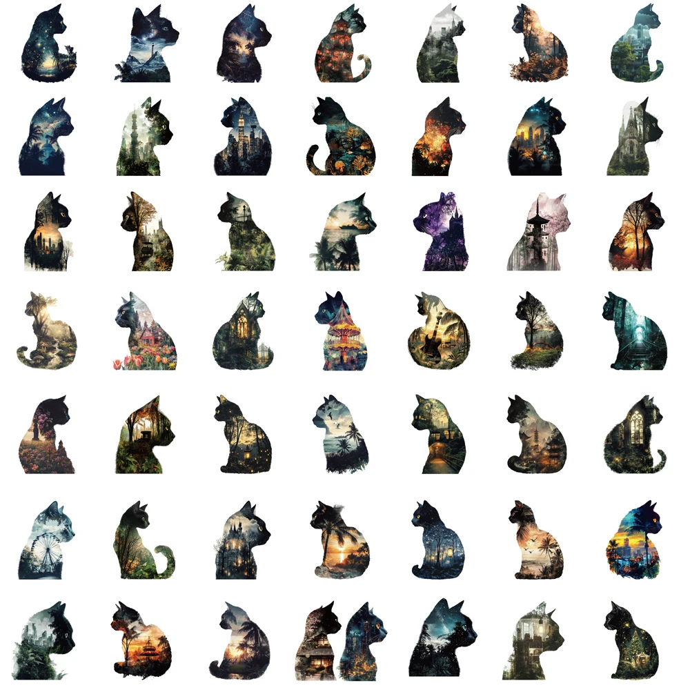 50 sztuki uroczych naklejek z nadrukami kotów, scrapbooking, laptop, graffiti, artykuły papiernicze, obraz, salon, telefon, naklejka na deskorolkę