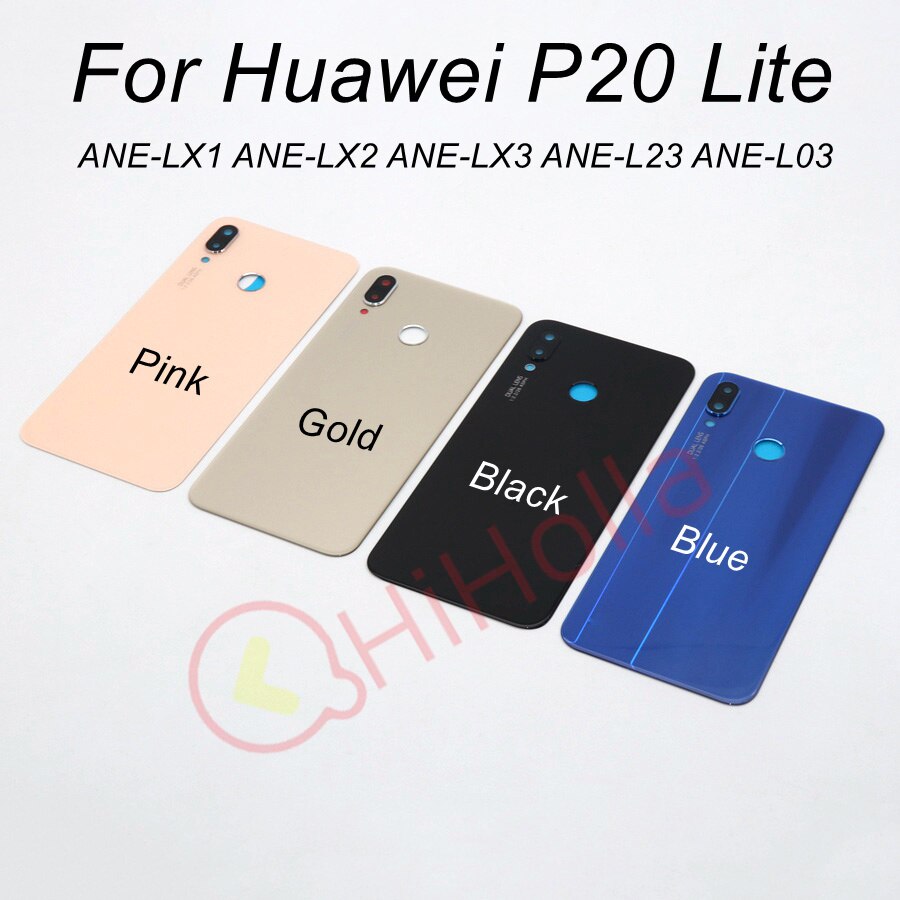 Back Glass Cover For Huawei P20 Pro Back Cover Battery Door Glass P20 Lite Rear Housing Panel Case With Camera Lens Replacement