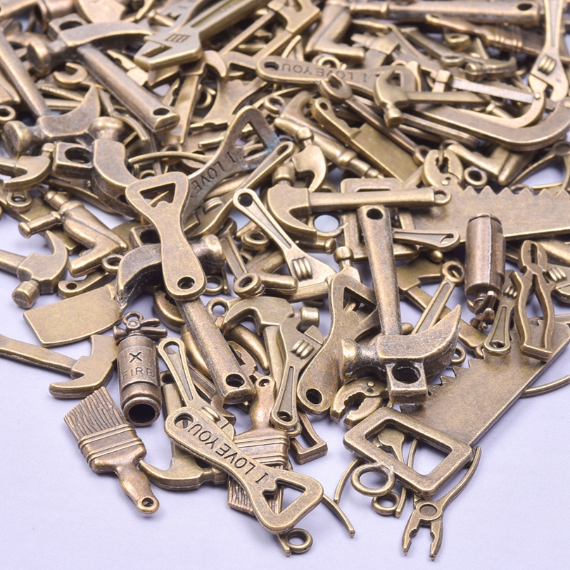 10/20/30 unids/lote herramientas de bronce colgantes de joyería DIY te amo abridor de botellas cepillo encantos a granel suministros de joyería de Metal