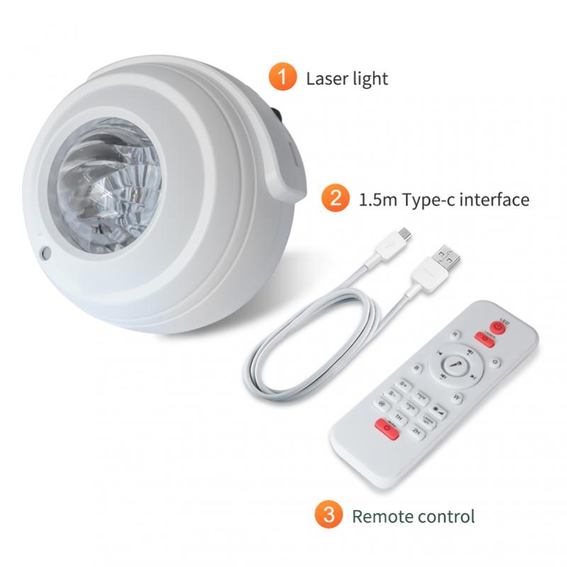 Smart Starry Sky Projector Northern lights Projector 3 in 1 Night Light Voice Music Control LED Lamp For Kid Smart Life APP: white