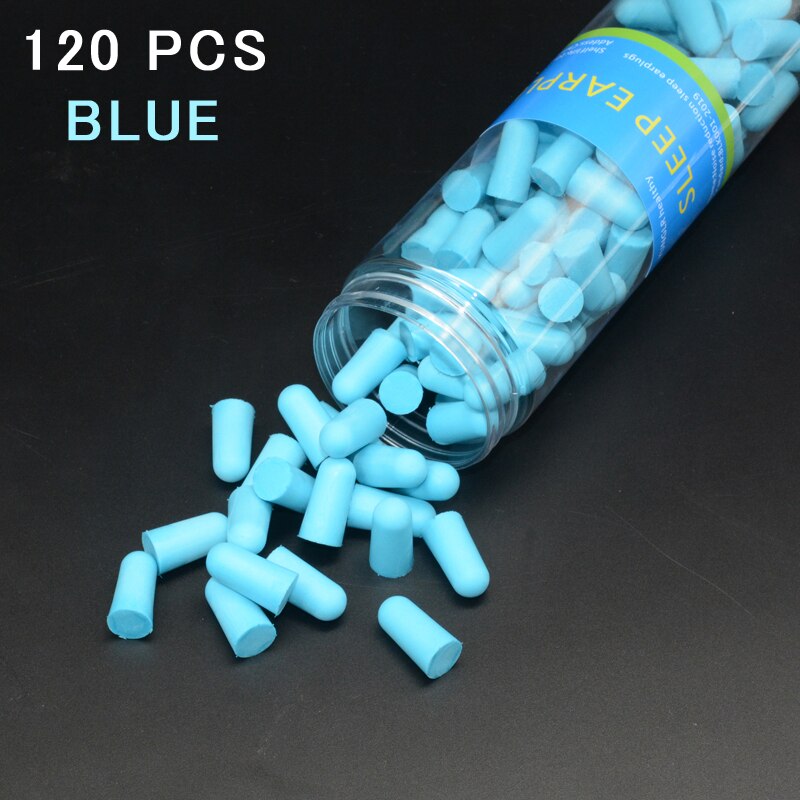 Earplugs Noise Reduction Sleep Foam Plug Canceling Music Anti Reusable For Snoring Earplug Sound Insulation Sleeping Ear Plugs: 120 pcs blue