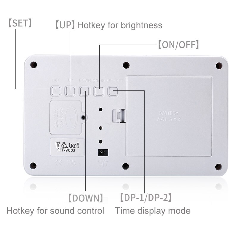 Digital Alarm Clock Color Changing Sounds Control Temperature Date Display LED Alarm Clock Brightness Adjustable table Clock