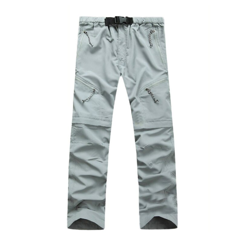 Quick Dry Detachable Hiking Pants Men Outdoor Sport Summer Camping Trekking Climbing Trekking Trousers Breathable Fishing Shorts: Gray / L