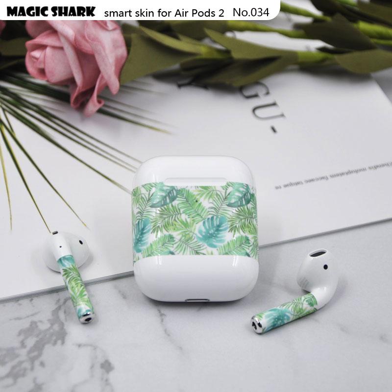 Magic Shark Clear Cute Simpsons Flower Crayon Shinchan Leaf Ultra Thin Sticker Film for Apple Airpods II 2 Earphone 028-050: 034