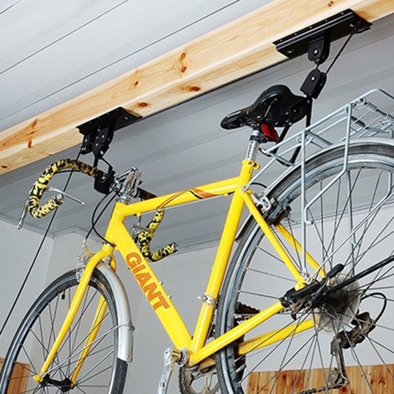 Support Vélo Plafond - Rangement Cintre Crochet - Métal Noir - Neuf Avec Corde 15m