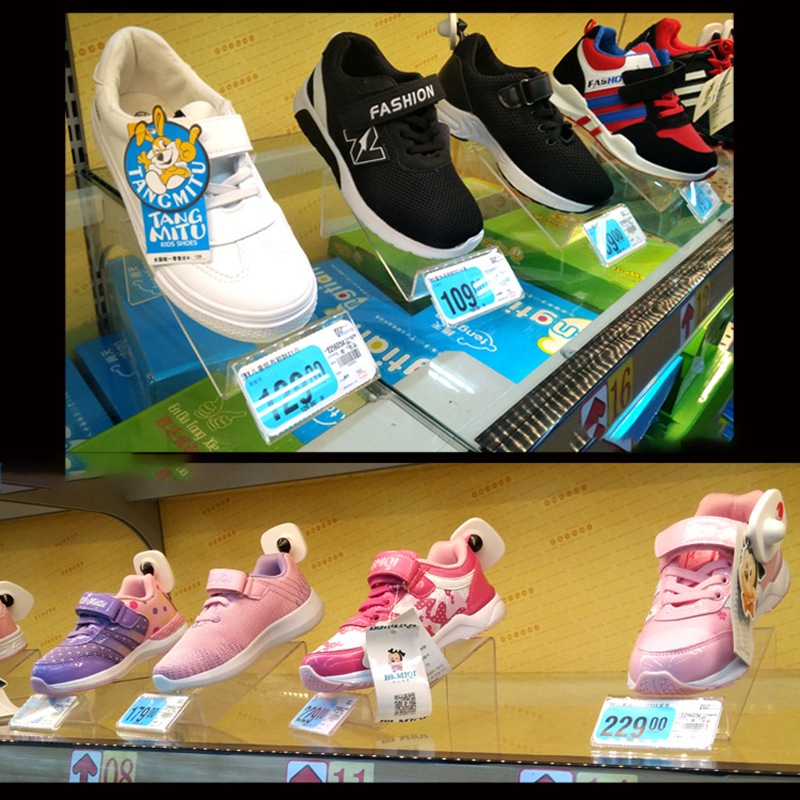 Soporte de exhibición de zapatos transparente de acrílico, soporte de estante de zapatos en forma de U para tienda de zapatos, elevador de exhibición, organizador de almacenamiento de zapatos para el hogar