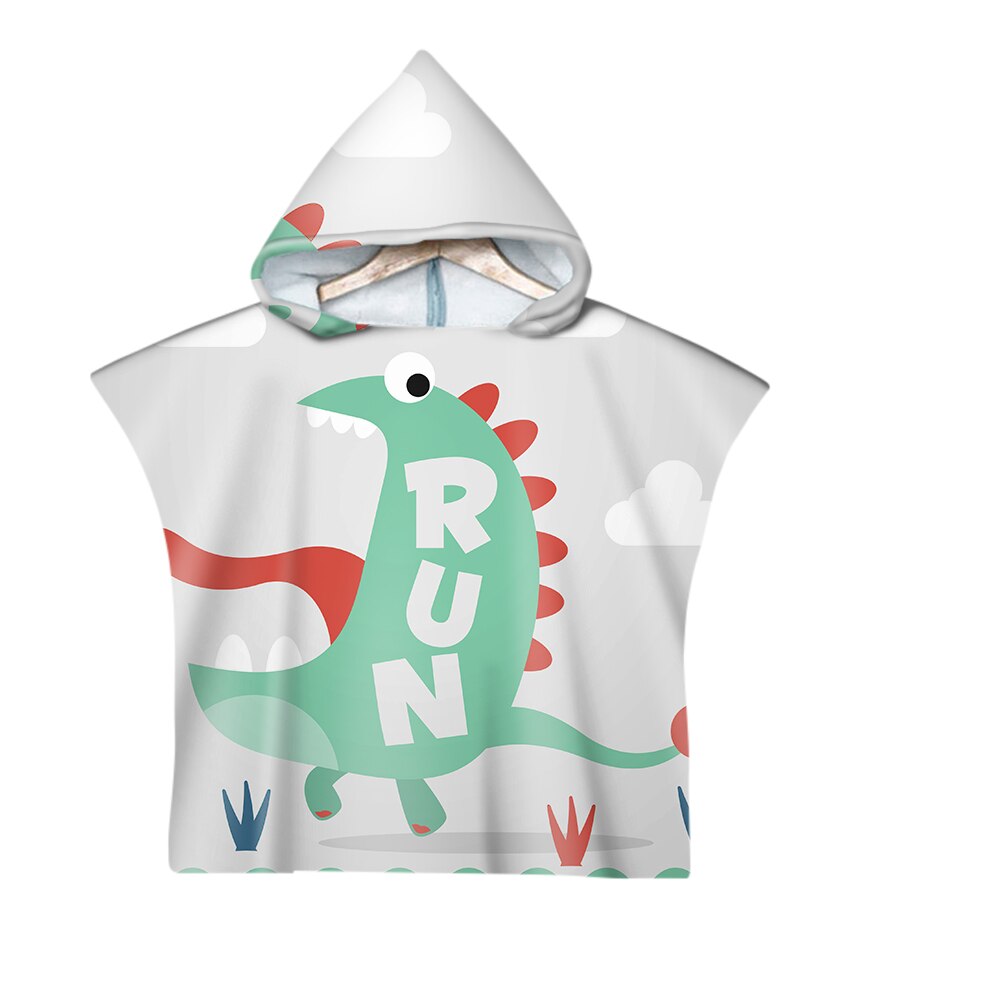 Leuke Dinosaurus Cartoon Kinderen Zwemmen Bad Hooded Mantel Strandlaken