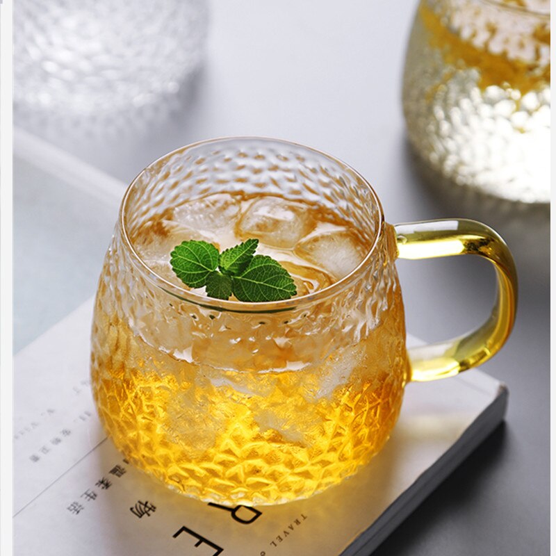 Hamer Patroon Cup Met Handvat Glas Single Layer Cup Met Handvat Transparante Ins Wind Thee Kopje Water Cup Thuis Eenvoudige cup
