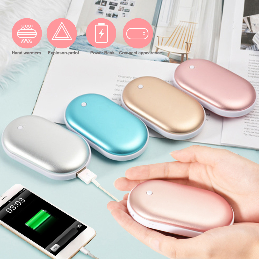 Cute Hand Warmer 5200mAh USB Rechargeable Handwarmer Portable Electric Heating Pad Heater Long-Life Travel Home Mini Warmer