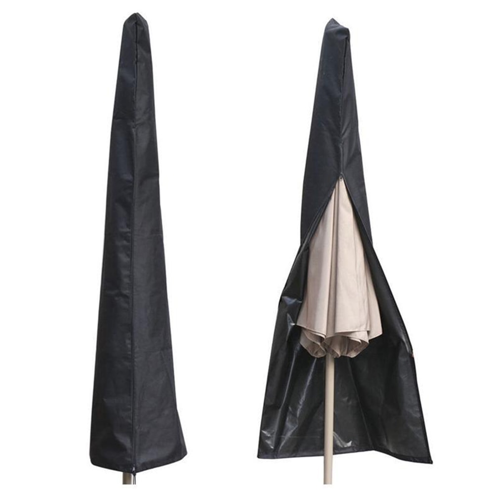 1pc udendørs parasoldæksel terrasse parasoldæksel haveparaplyafdækning støvtæt vandtæt betræk (sort)