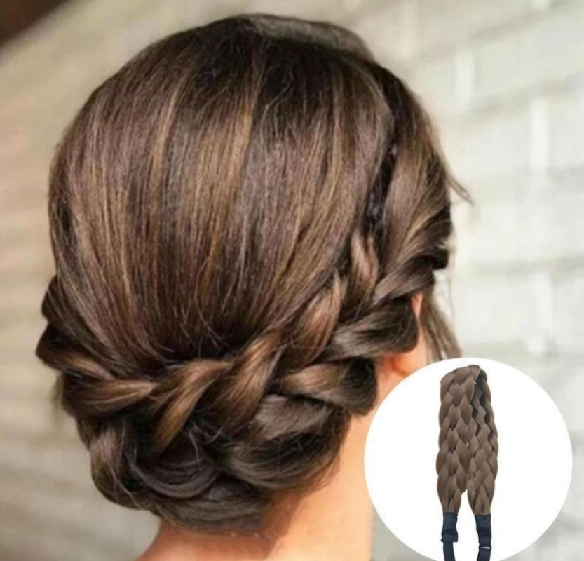 Synthetic Headband Fishtail Braids Hair with Adjustable Belt Plaited Hairband Bohemian Style Women Hairstyle Hairpieces