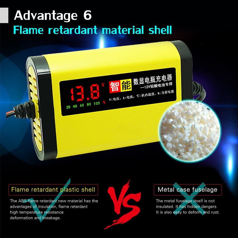 12V 2A LCD Car Battery Charger Maintainer Trickle Full Automatic For Motor LCD Display Acid AGM Full Automatic Lead Acid