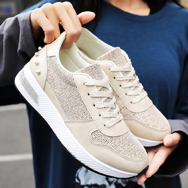 Fujin Vrouwen Sneakers Platform Lace Up Bling Bling Strass Klinknagel Mode Lente Herfst Vrouwelijke Casual Schoenen Tenis Feminino