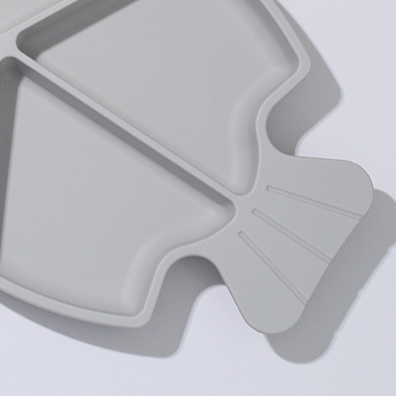 Baby Silicone Fish Tortoise Rabbite Shape Divided Suction Silicone Plate Bowl Suction Tray Antislip Kids Food Feeding Bowl