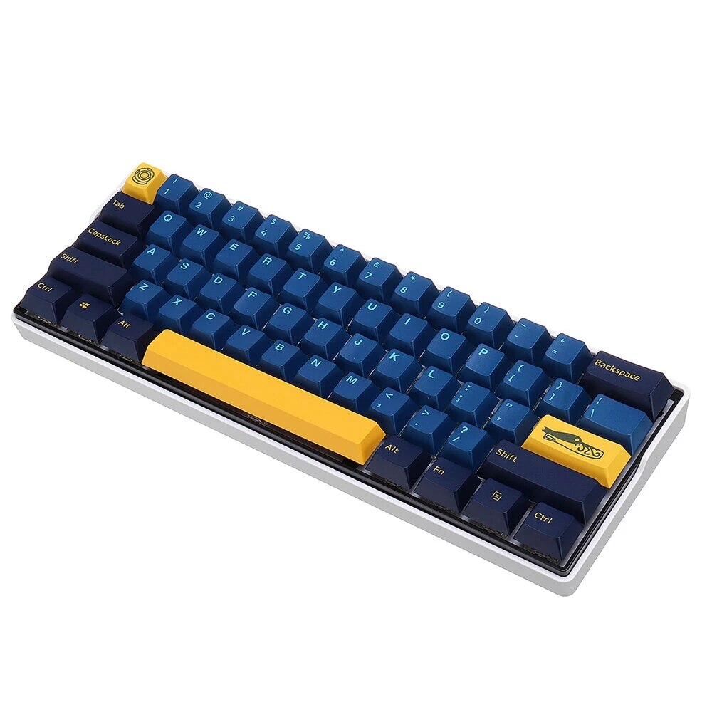 109 Keys Blue Yellow Keycap Set OEM Profile PBT Keycaps for RK61/68/87/104/108 Keys Keyboards Anne Pro2