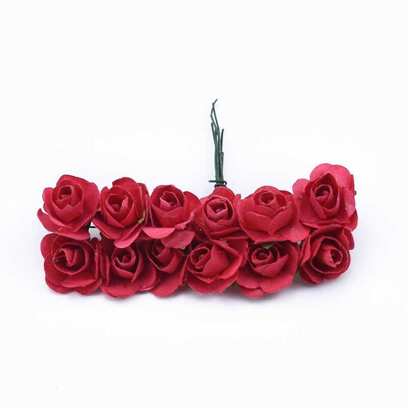 72 stykker mini papir blomster gør-det-selv slik æske bryllup brude tilbehør clearance julekrans billige kunstige blomster: 5