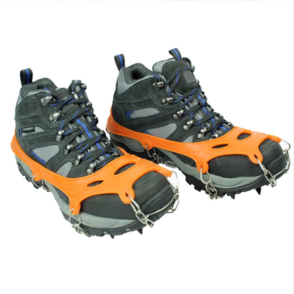 1 Pair x Ice Claw Delicate Texture Climbing Shoe Spiked Grips Cleat Crampons 11 Teeth Camping Anti Slip Shoes Cover