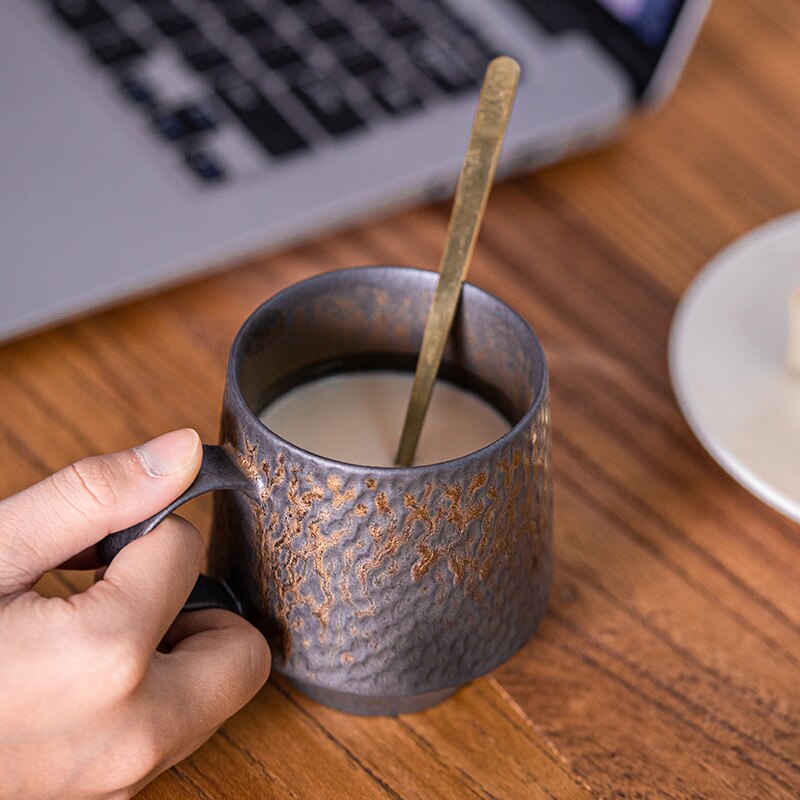 JIA GUI LUO-taza de café de cerámica hecha a mano de estilo japonés, taza de agua, taza de gres, taza de oficina, tazas de café, G094