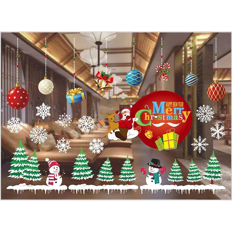 Window Stickers Merry Christmas Decorations Stickers For Home Xmas Wall Sticker Kids Room Wall Decals Year Dector: Color old elk