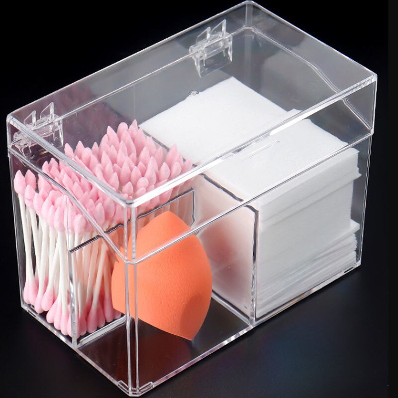 Acrylic Waterproof Storage Box Cotton Swab Pads Dustproof Storage Container Transparent Cosmetic Classification Organizer Case