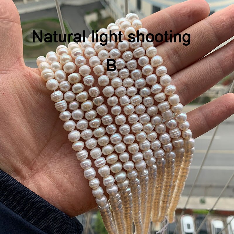 LUOMANXIARI White Freshwater Pearl A/B 100% Natural Rondelle Shape Beads For Jewelry Making Diy Women Bracelet Necklace 14.5'': B grade / 7-8mm