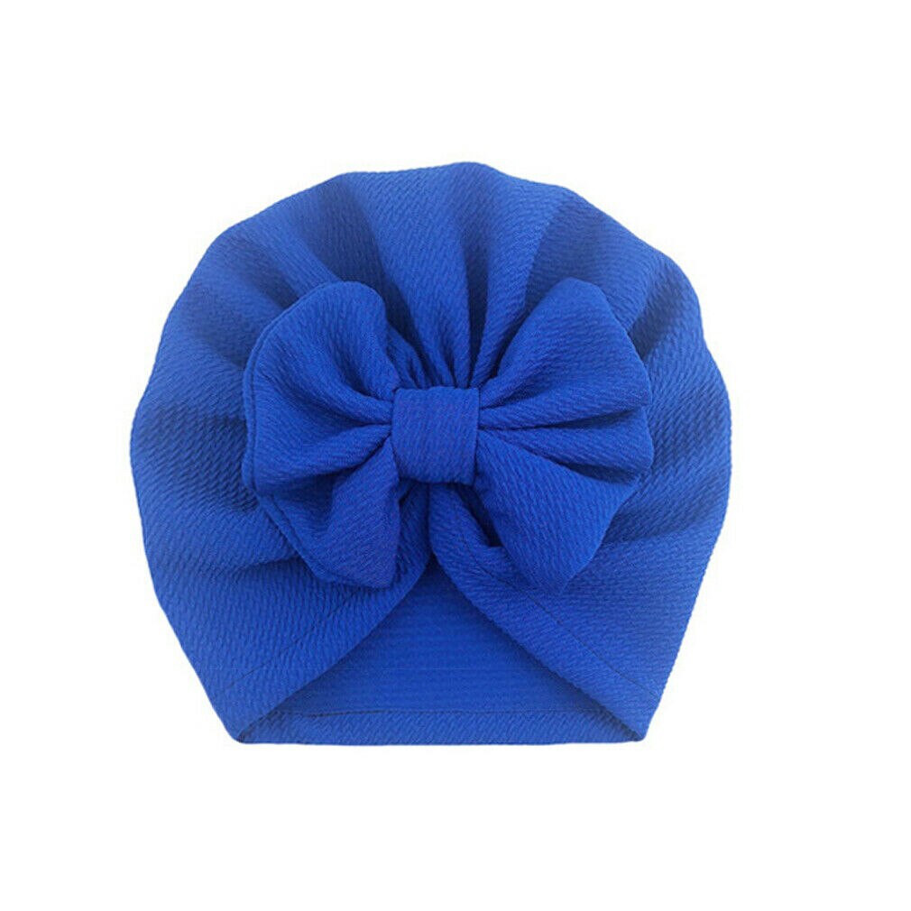 Emmababy Cute Baby Girls Bow Turban Hat Toddler Kids Head Wrap Hijab Solid Headband Cap 0-18 Months.: Deep Blue