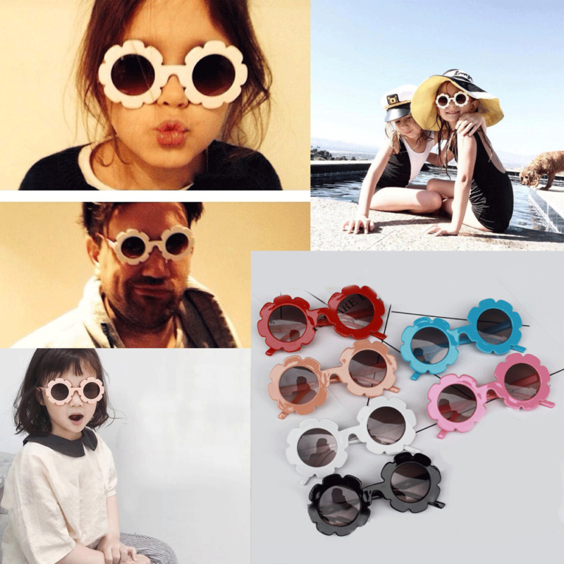 Focusnorm sommer sødt legetøj børn solsikke solbriller 6 farver stel solbriller anti-uv beskyttelse reflekterende solbriller