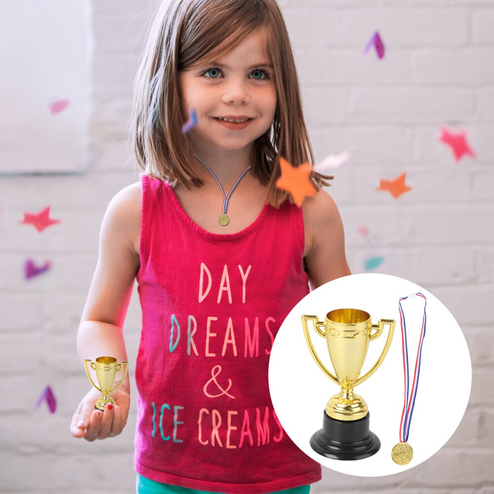 24pcs Mini Cups Trophy and Award Medals Prizes Small Medals Awards Trophy Toys for Students Sport(12pcs Trophies +1: Default Title