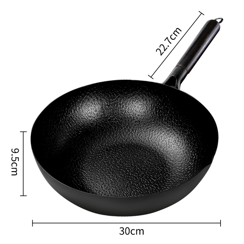 Wok Pan, Chinese Ijzeren Wok, Keuken Kookgerei, Roerbak Pan Vlakke Bodem Pan, inductie Kookplaat En Gasfornuis: 30cm