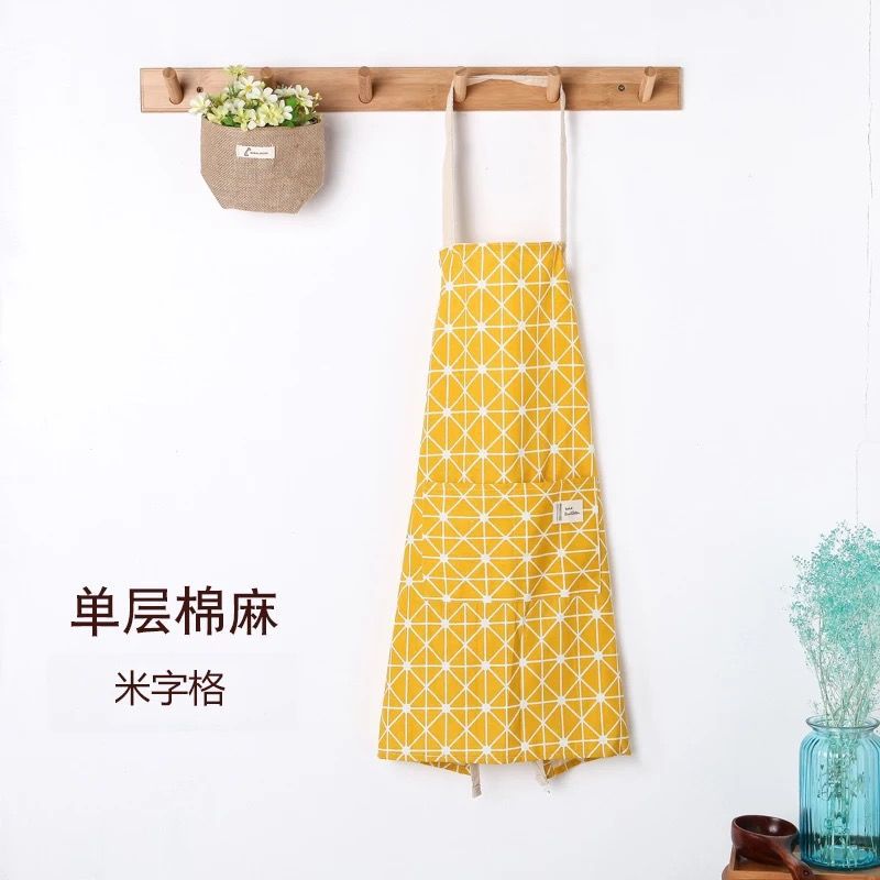 Fashionable Apron Female Cute Kitchen Apron Cooking Work Clothes Smock Girdle Couple Waterproof Apron Cotton and Linen: Red