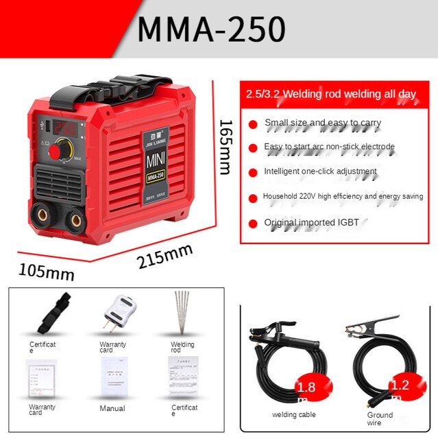 MMA-250MINI arc welding machine inverter DC portable welding machine with accessories: B