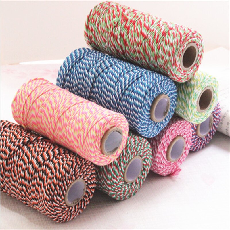 100Yard Cotton Natural Burlap Cotton Cords Rope For Home Decor Handmade Christmas Packing Craft DIY Scrapbooking Wrap: Red White Blue