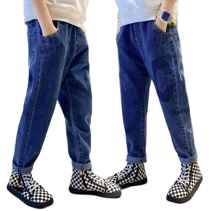 Otoño Jeans Denim para Niño Pantalones de Ropa adolescente imprimir pantalones casuales niños Pantalones Bebé niños azul Pantalones